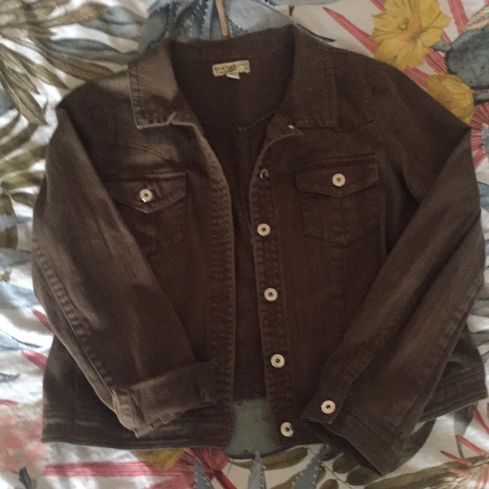 Army green denim jacket